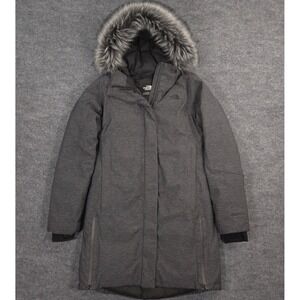 The North Face Defdown GTX Parka Womens M Gray 550 Down Gore-Tex Faux Fur Hood
